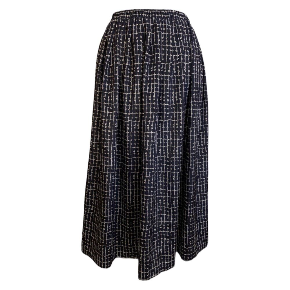 Vintage Leslie Fay A-Line Midi Skirt 90s Retro Black & White Grid Print size 12
